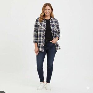 Torrid Plaid Shirt – Plus Size 00 – Navy & Light Pink